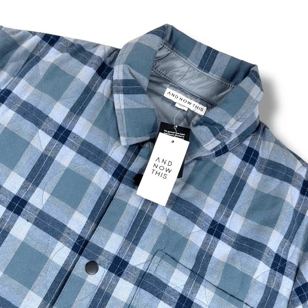 And Now This Shirt Jacket‎ Mens Size Medium M Blue Plaid Overshirt
